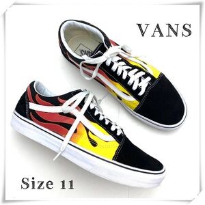 VANS Flame Old Skool Flame Fire Low high Sneakers Black with Yellow Size 11